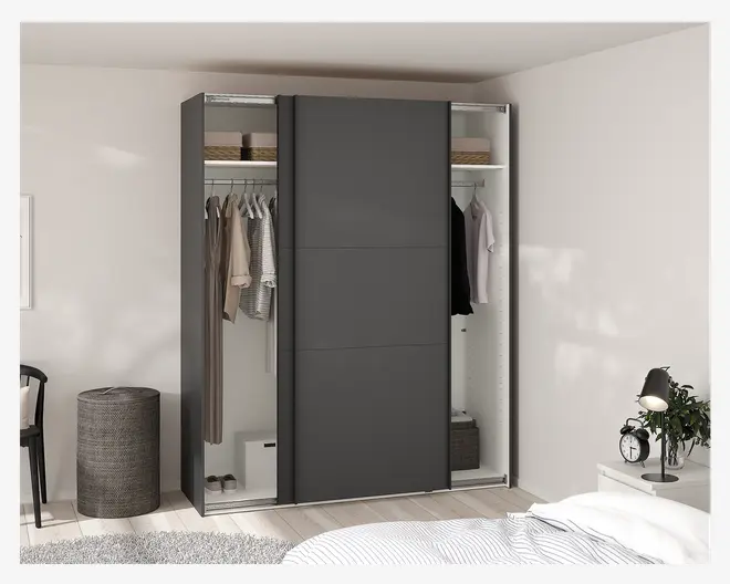 Garderobeskab Case grå B. 179 x H. 221 cm