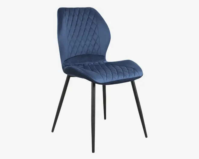 Spisebordsstol i blå velour