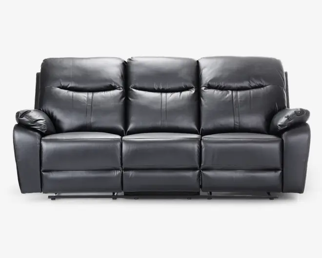 Sofa 3 pers med recliner sort