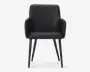 Spisebordsstol med armlæn i sort kunstlæder