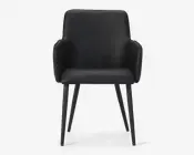 Spisebordsstol med armlæn i sort kunstlæder