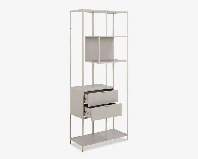 Bogreol Seaford grå m/skuffer