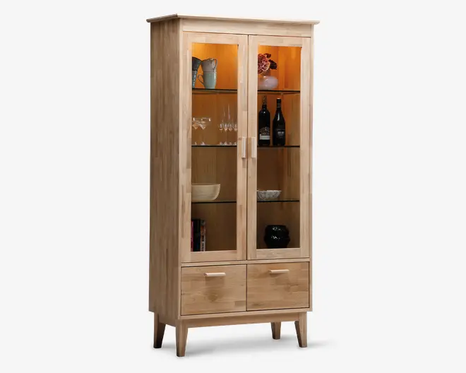 Vitrine i hvidolieret eg B. 94 cm