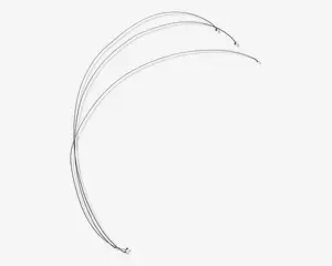 To tynde, sorte, fleksible bånd med en glat overflade, let buede og designet til at sidde behageligt omkring hovedet. Båndene har afrundede ender og er lette, velegnede til at holde håret tilbage uden at give ubehag.