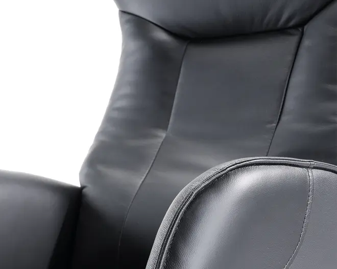 Drejestol m/indbygget fodskammel sort læder