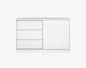 Kommode Naia med 3 skuffer og en skydedør hvid