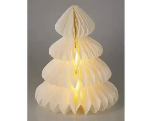 Juletræ papir hvid LED H.40 cm