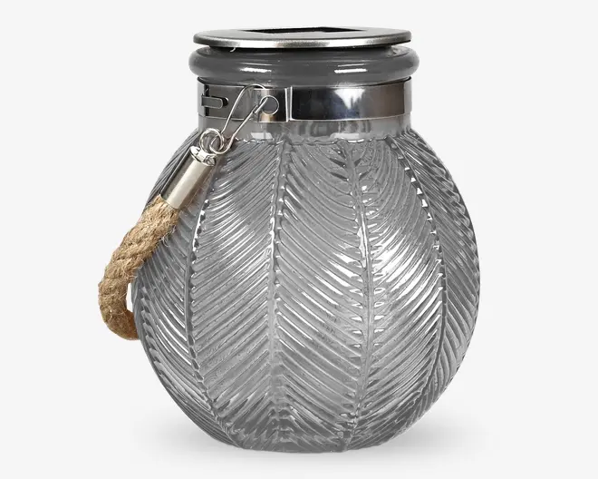 Solar lanterne hvid glas H.12,5 cm