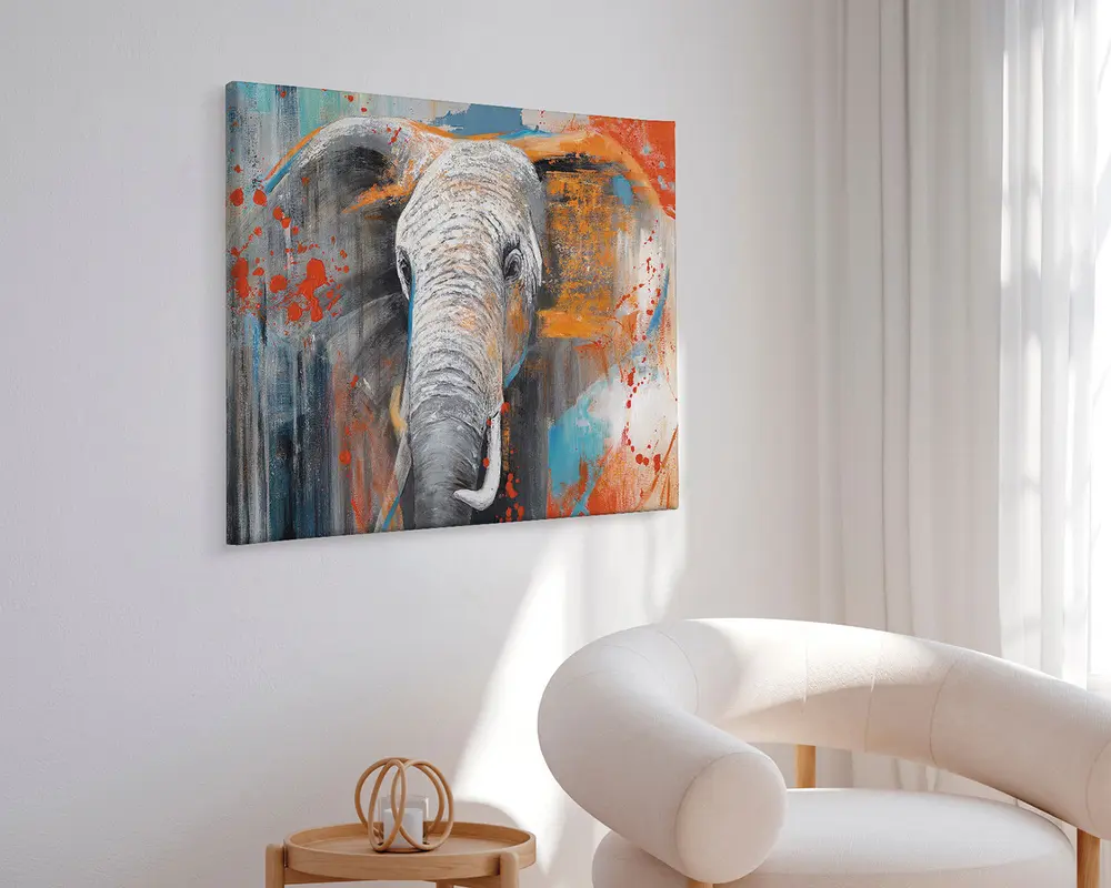 Billede Grunge elephant 80x120 cm 