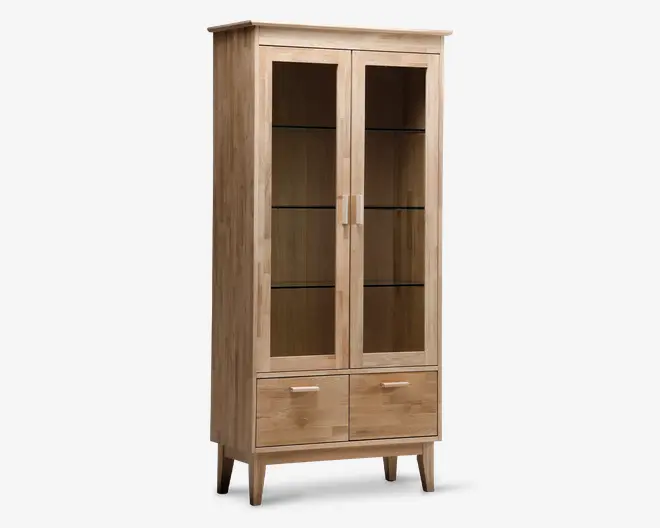 Vitrine i hvidolieret eg B. 94 cm