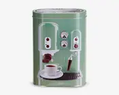 Kaffedåse m. kaffemaskine print H.19 cm