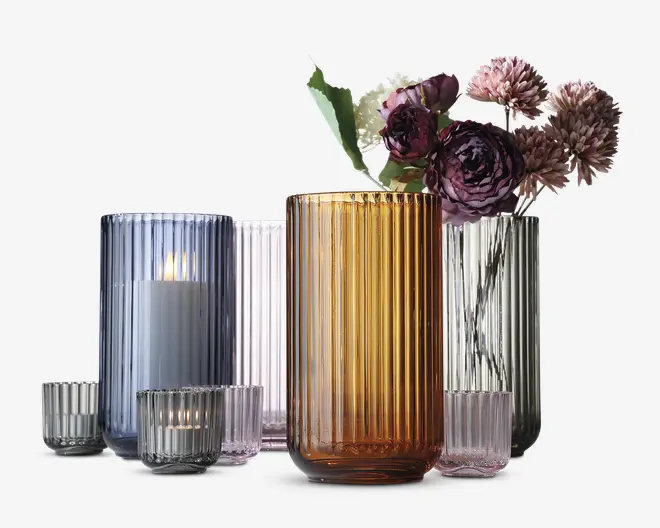 Lyngby vase glas blå H.20 cm 