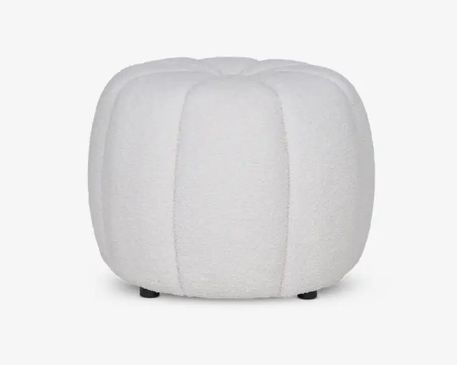 Puf hvid boucle stof