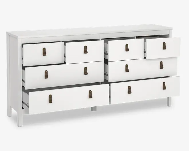 Kommode Madrid med 8 skuffer hvid