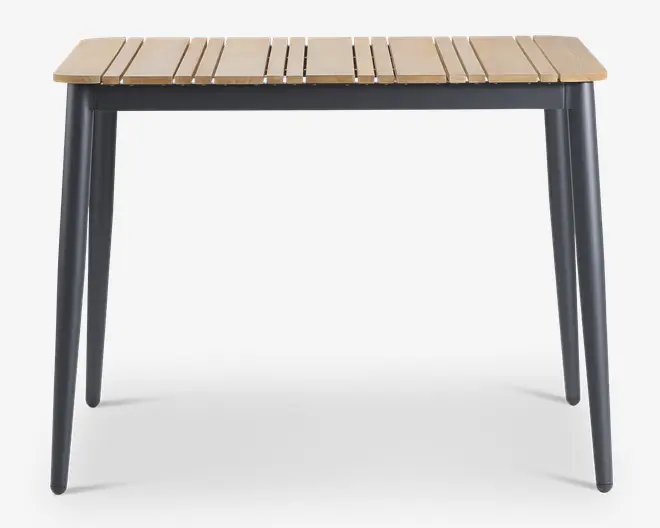Havebord teak/aluminium 100x100 cm
