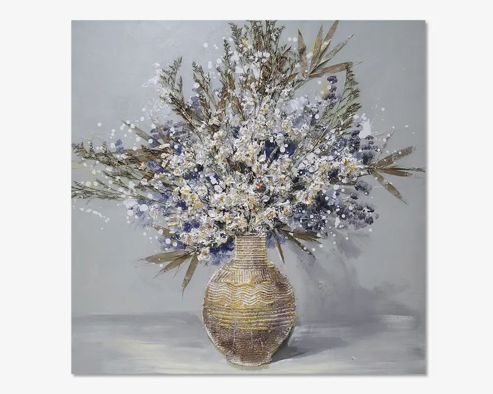 Maleri små blomster vase 100x100 cm 