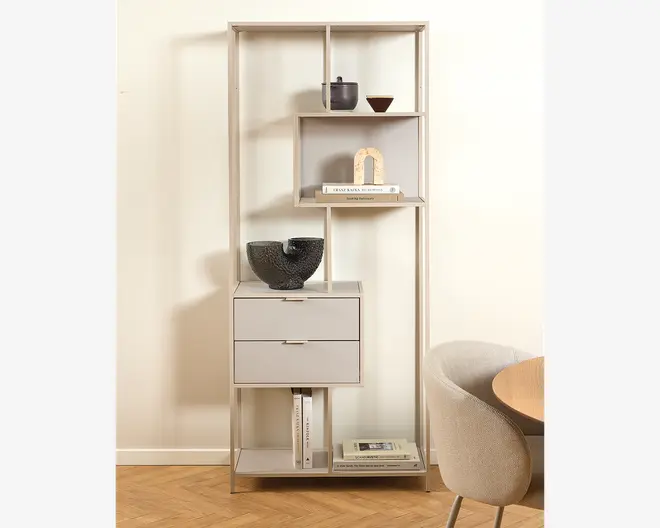 Bogreol Seaford grå m/skuffer