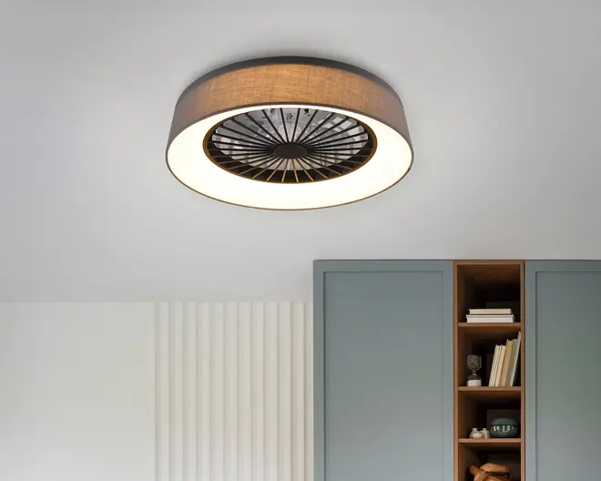 Loftlampe med ventilator grå