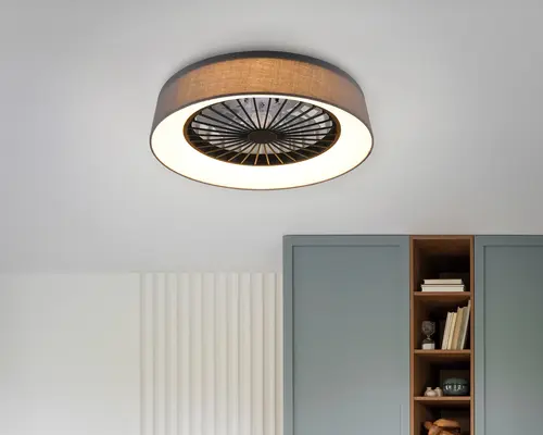 Loftlampe med ventilator grå