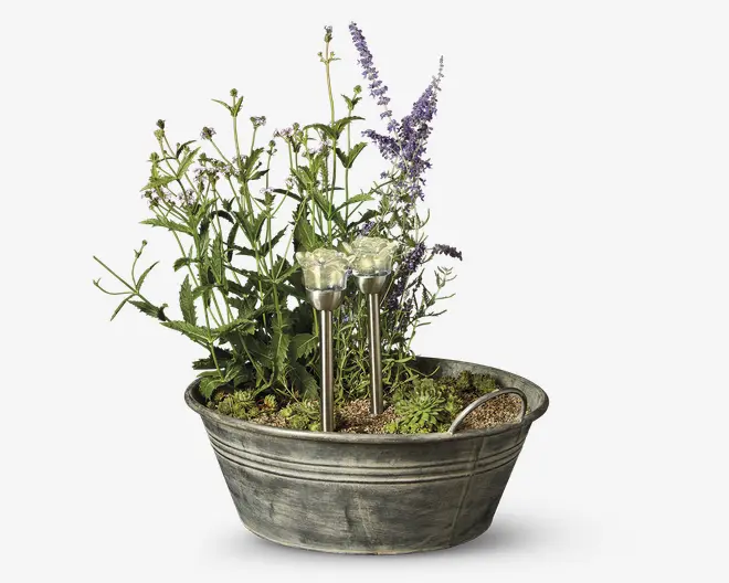 Solcelle blomst på spyd sæt af 4 stk. 