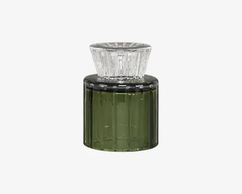 Fyrfadsstage Grøn Glas H.8 cm