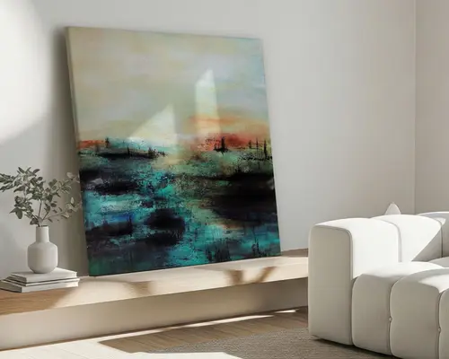 Maleri abstrakt eng 80x80 cm