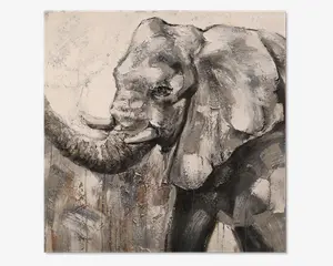 Maleri elefant grå 80x80 cm 