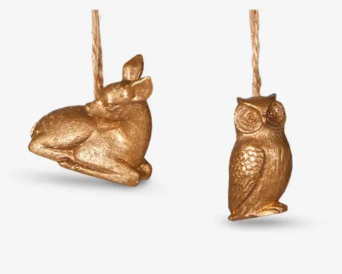 Ornament ugle/rådyr guld ass H.5 cm