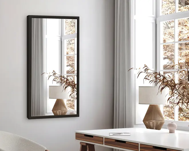 Spejl Gallery sort træ 40x80 cm 