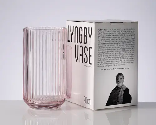 Lyngby vase glas pink H.20 cm