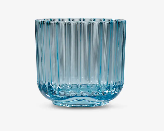 Lyngby fyrfadsstage glas lyseblå H.6,5 cm 