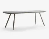 Havebord med mælkehvid glasplade