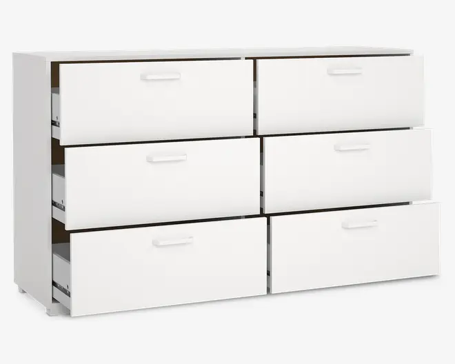 Kommode Sofia hvid med 6 skuffer
