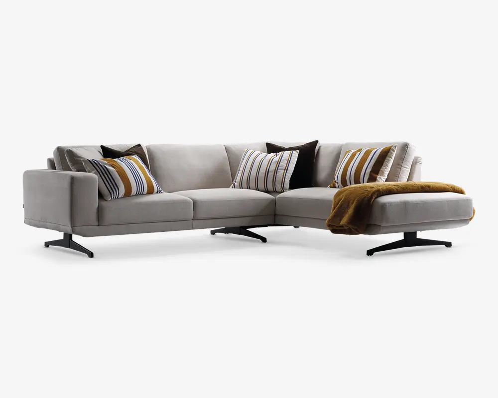 Sofa m. Åben Afslutning Beige Højrevendt