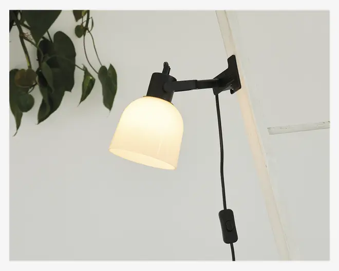 Væglampe Glow sort/opal klemme Ø.15 cm