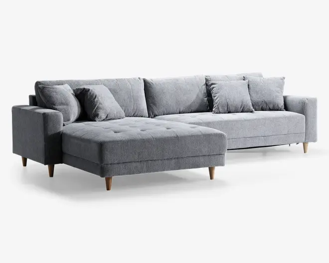 Sofa med XL chaiselong grå