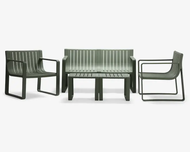 Loungesæt grøn plast 5 dele