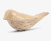 Figur fugl lys natur H.9,5 cm