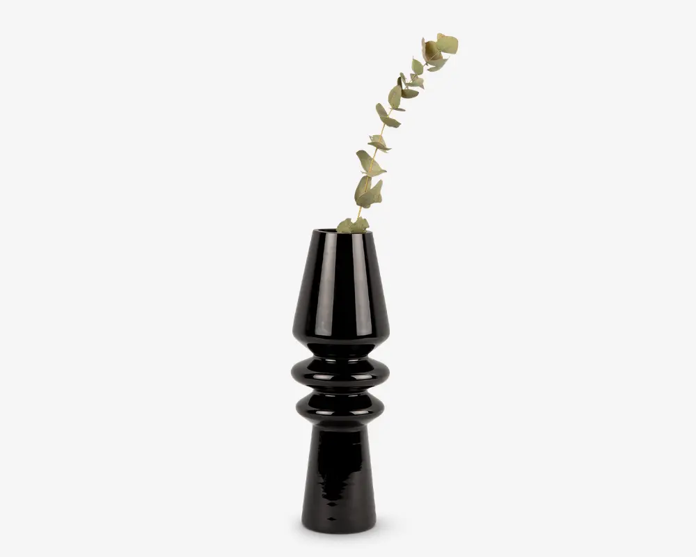 Vase sparkle cone glas sort H.25 cm 