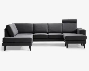 Sofa u-shape venstrevendt antracit