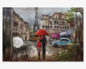 Maleri Paris/regn/bil 80x120 cm 