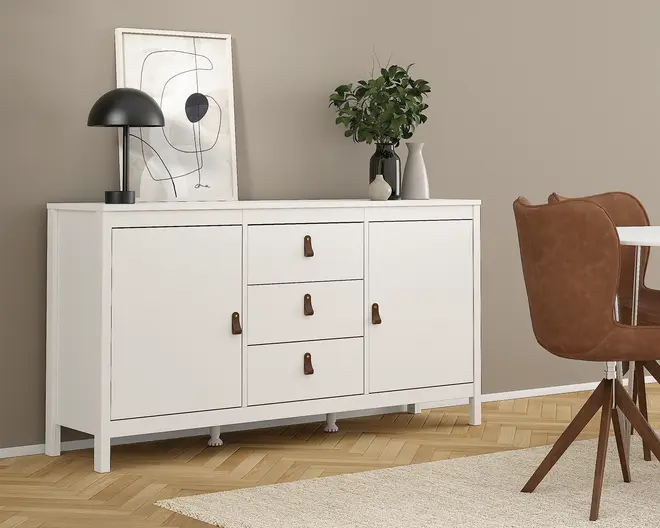 Skænk Madrid hvid med 3 skuffer