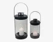 Lanterne metal sort sæt 2 stk.