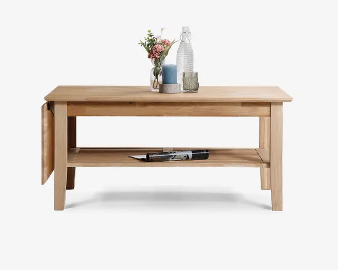 Sofabord olieret eg med klap og hylde