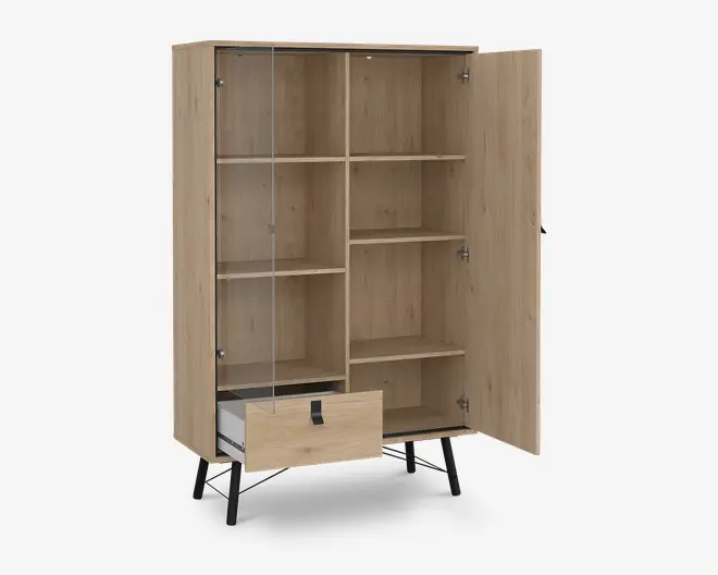 Vitrine Ry B. 102 cm eg/sort