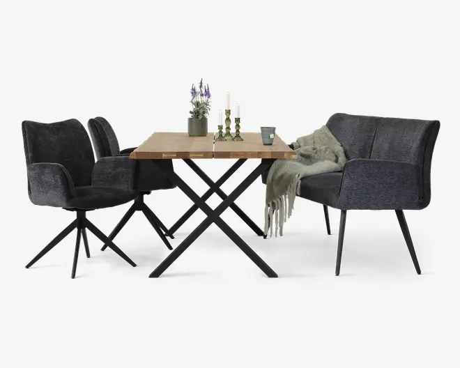 Spisebordsstol med armlæn i grå