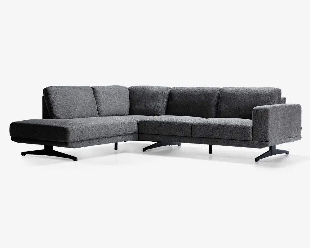 Sofa m. åben afslutning grå venstrevendt