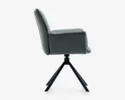 Spisestuestol med armlæn i grøn læder