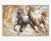 Maleri 2 heste brun 120x80 cm