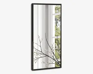 Spejl slim sort træ 40x80 cm 